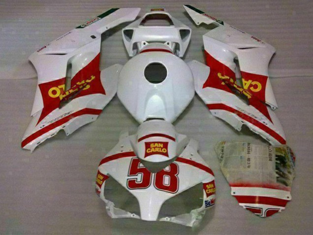 Billige Honda CBR1000RR Motorrad Verkleidung 2004-2005 - Weiss Rot Gelb San Carlo 58