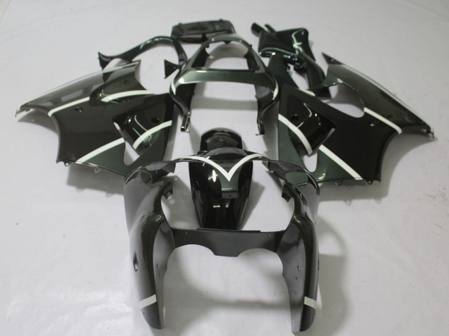 Billige Kawasaki ZX6R Motorrad Verkleidung 2000-2002 - Glanzendes Schwarz Weiss