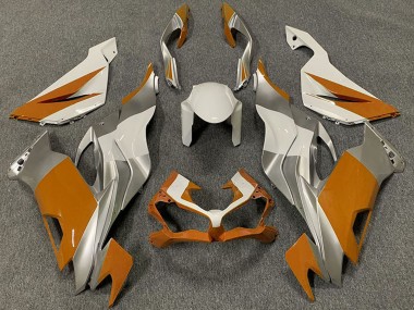 Billige Kawasaki ZX6R Motorrad Verkleidung 2019-2022 - Weiss Silber Orange