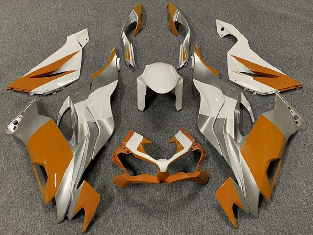 Billige Kawasaki ZX6R Motorrad Verkleidung 2019-2022 - Weiss Silber Orange
