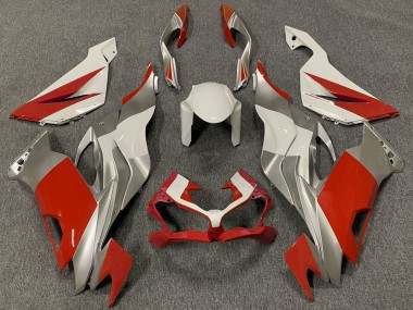 Billige Kawasaki ZX6R Motorrad Verkleidung 2019-2022 - Weiss Silber Rot