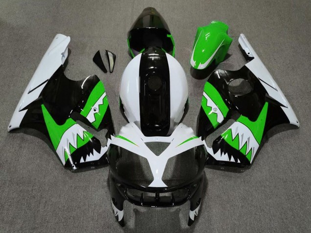 Billige Kawasaki ZX12R Motorrad Verkleidung 2002-2006 - Grun Schwarz Weiss Hai