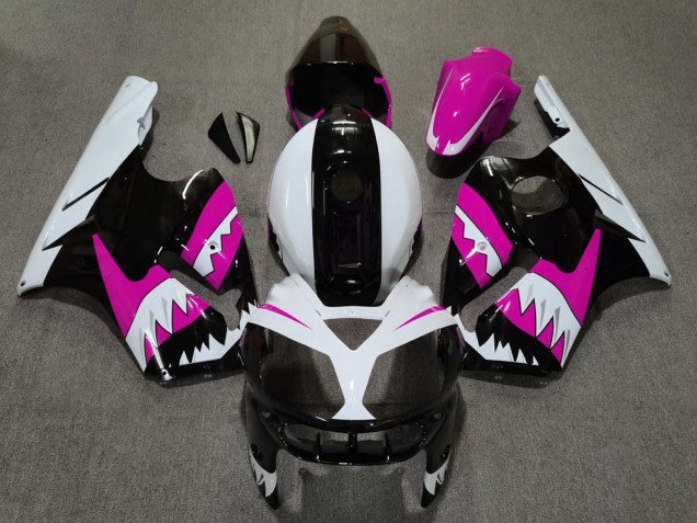 Billige Kawasaki ZX12R Motorrad Verkleidung 2002-2006 - Rosa Schwarz Weiss Hai