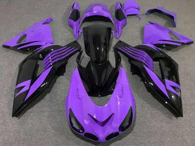 Billige Kawasaki ZX14R Motorrad Verkleidung 2006-2011 - Lila Glanzendes Schwarz