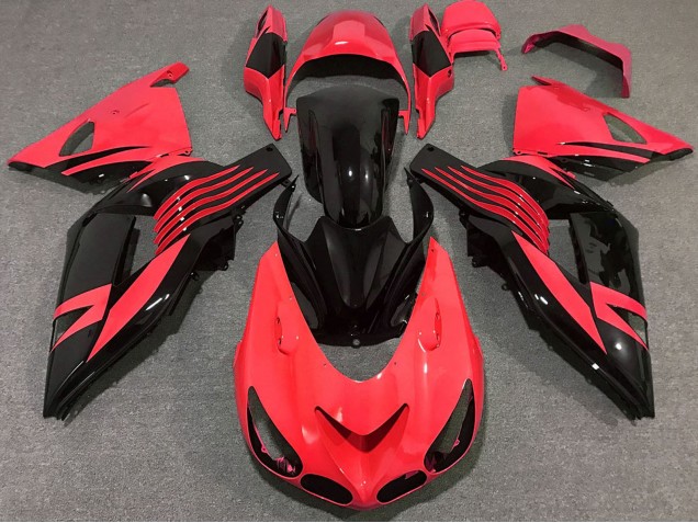 Billige Kawasaki ZX14R Motorrad Verkleidung 2006-2011 - Rot Glanzendes Schwarz