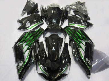 Billige Kawasaki ZX14R Motorrad Verkleidung 2012-2024 - Glanzendes Schwarz Grun