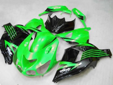 Billige Kawasaki ZX14R Motorrad Verkleidung 2012-2024 - Grun Glanzendes Schwarz Weiss Ninja