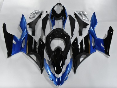 Billige Kawasaki Ninja 400 Motorrad Verkleidung 2018-2024 - Blau Glanzendes Schwarz