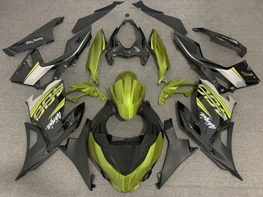 Billige Kawasaki Ninja 400 Motorrad Verkleidung 2018-2024 - Flussiges Gelb Glanzendes Schwarz Matt Schwarz OEM Stil