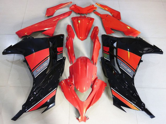 Billige Kawasaki Ninja 300 Motorrad Verkleidung 2013-2024 - Rot Schwarz