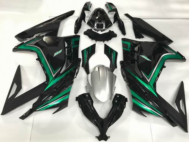 Billige Kawasaki Ninja 300 Motorrad Verkleidung 2013-2024 - Glanzendes Schwarz Emerald Grun
