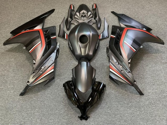 Billige Kawasaki Ninja 300 Motorrad Verkleidung 2013-2024 - Matt Schwarz Rot