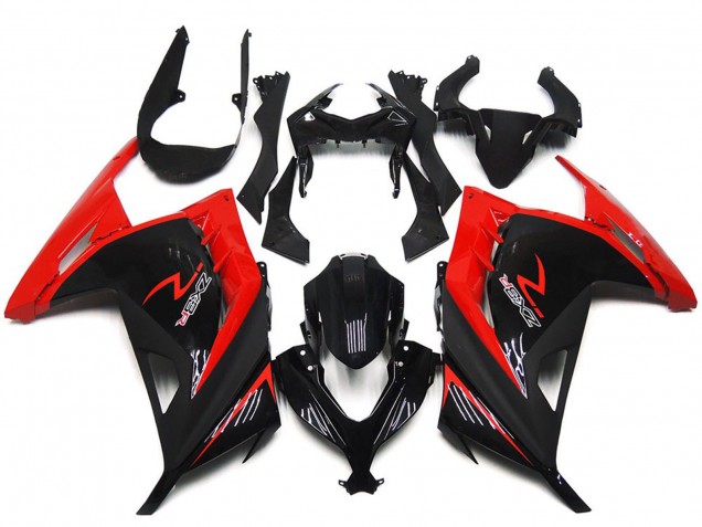 Billige Kawasaki Ninja 300 Motorrad Verkleidung 2013-2024 - Rot Glanzendes Schwarz