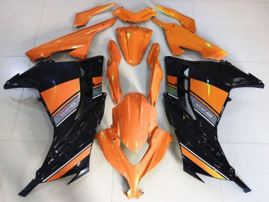 Billige Kawasaki Ninja 300 Motorrad Verkleidung 2013-2024 - Orange Schwarz