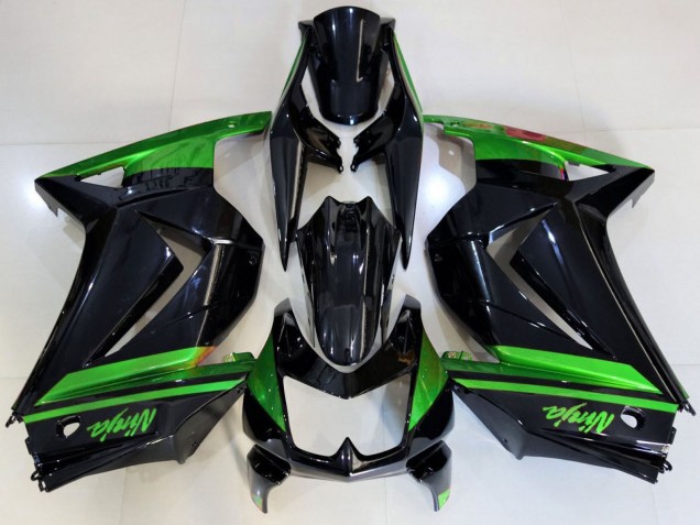 Billige Kawasaki Ninja 250 Motorrad Verkleidung 2008-2012 - Grun Glanzendes Schwarz