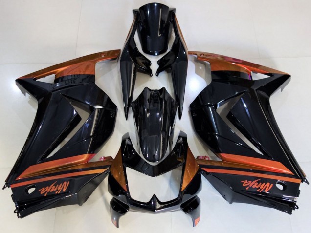 Billige Kawasaki Ninja 250 Motorrad Verkleidung 2008-2012 - Glanzendes Schwarz Orange