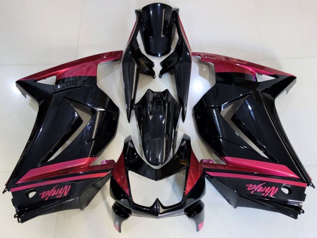 Billige Kawasaki Ninja 250 Motorrad Verkleidung 2008-2012 - Glanzendes Schwarz Rot
