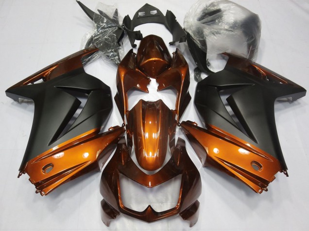 Billige Kawasaki Ninja 250 Motorrad Verkleidung 2008-2012 - Orange Matt Schwarz