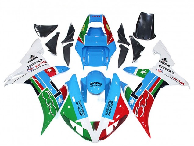 Billige Yamaha R1 Motorrad Verkleidung 2002-2003 - Weiss Blau Rot Grun Motul Michelin Dunlop