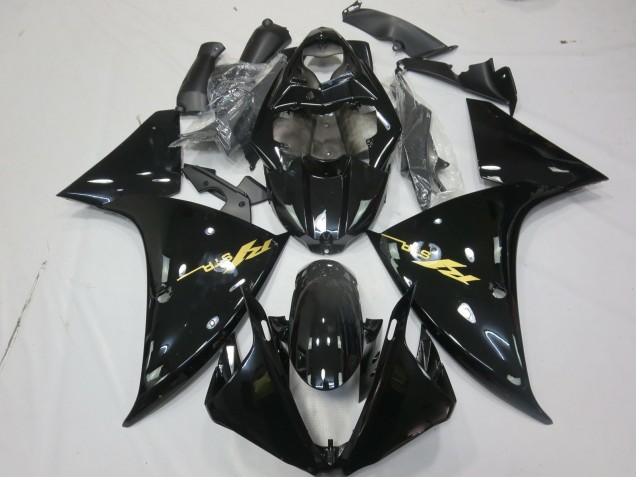 Billige Yamaha R1 Motorrad Verkleidung 2009-2011 - Glanzendes Schwarz Gold Aufkleber