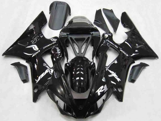 Billige Yamaha R1 Motorrad Verkleidung 2000-2001 - Glanzendes Schwarz Weiss