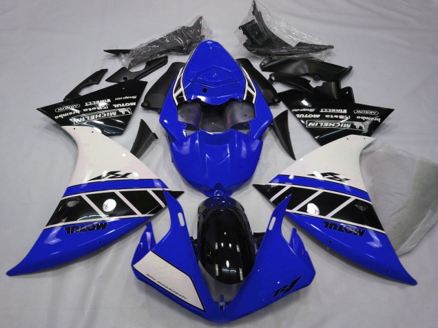 Billige Yamaha R1 Motorrad Verkleidung 2012-2014 - Weiss Blau Glanzendes Schwarz