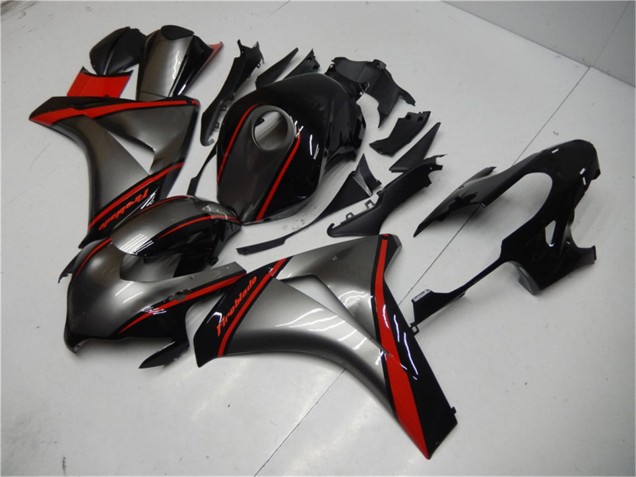 Billige Honda CBR1000RR Motorrad Verkleidung 2008-2011 - Grau Rot Glanzendes Schwarz