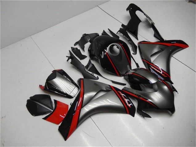 Billige Honda CBR1000RR Motorrad Verkleidung 2008-2011 - Grau Rot Glanzendes Schwarz