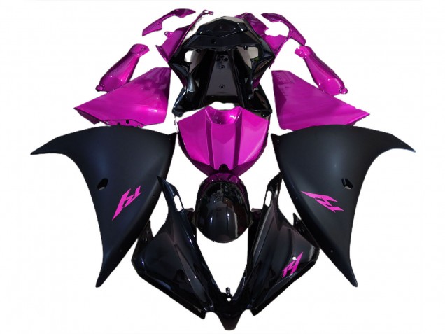 Billige Yamaha R1 Motorrad Verkleidung 2012-2014 - Glanzendes Schwarz Matt Schwarz Rosa