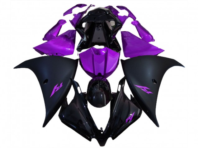 Billige Yamaha R1 Motorrad Verkleidung 2012-2014 - Glanzendes Schwarz Matt Schwarz Lila