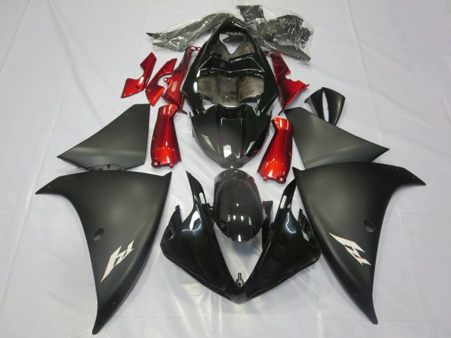 Billige Yamaha R1 Motorrad Verkleidung 2012-2014 - Glanzendes Schwarz Matt Schwarz Rot