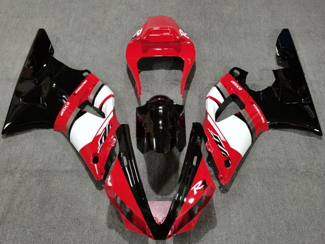 Billige Yamaha R1 Motorrad Verkleidung 2000-2001 - Rot Weiss Glanzendes Schwarz