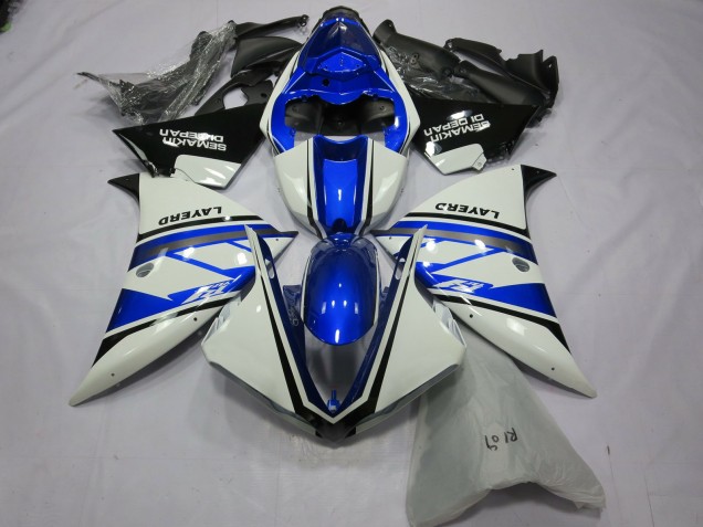 Billige Yamaha R1 Motorrad Verkleidung 2012-2014 - Weiss Blau Schwarz Layerd Semakin Didepan
