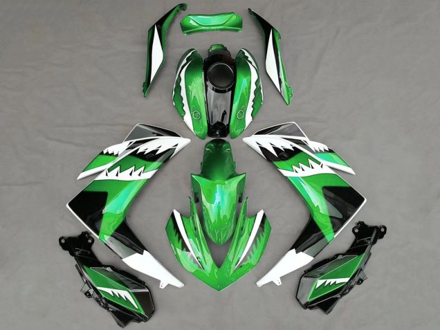 Billige Yamaha R3 Motorrad Verkleidung 2015-2018 - Grun Weiss Schwarz Hai