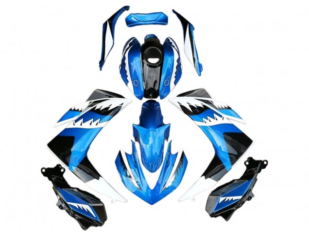 Billige Yamaha R3 Motorrad Verkleidung 2015-2018 - Blau Weiss Schwarz Hai