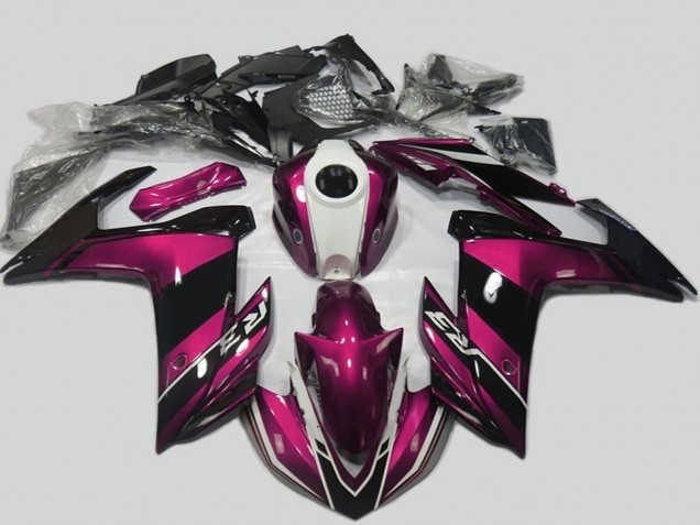 Billige Yamaha R3 Motorrad Verkleidung Kit 2015-2018 - Lila Weiss Glanzendes Schwarz