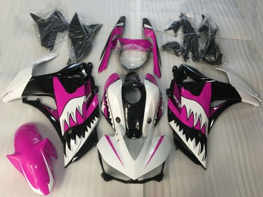 Billige Yamaha R3 Motorrad Verkleidung 2015-2018 - Weiss Rosa Glanzendes Schwarz Hai