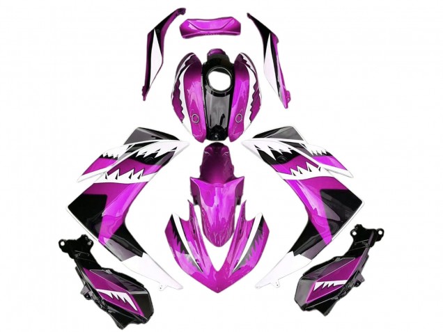 Billige Yamaha R3 Motorrad Verkleidung 2015-2018 - Rosa Weiss Glanzendes Schwarz Hai