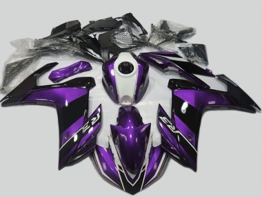 Billige Yamaha R3 Motorrad Verkleidung 2015-2018 - Lila Weiss Glanzendes Schwarz