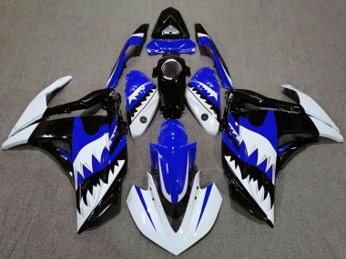 Billige Yamaha R3 Motorrad Verkleidung 2015-2018 - Weiss Blau Schwarz Hai