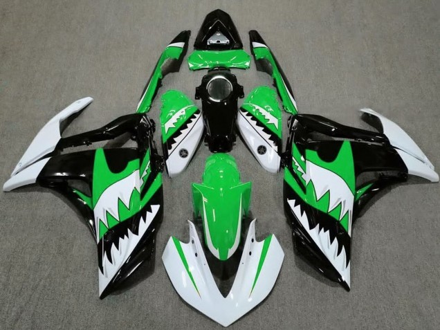 Billige Yamaha R3 Motorrad Verkleidung 2015-2018 - Weiss Grun Schwarz Hai