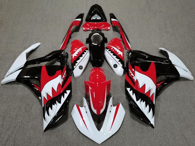 Billige Yamaha R3 Motorrad Verkleidung 2015-2018 - Weiss Rot Schwarz Hai