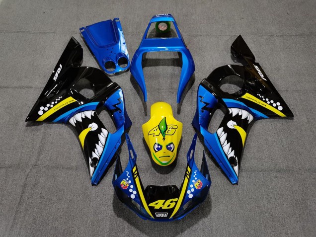 Billige Yamaha R6 Motorrad Verkleidung 1998-2002 - Blau Gelb Schwarz Hai 46