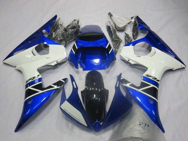 Billige Yamaha R6 Motorrad Verkleidung 2003-2004 - Blau Weiss Glanzendes Schwarz OEM Stil