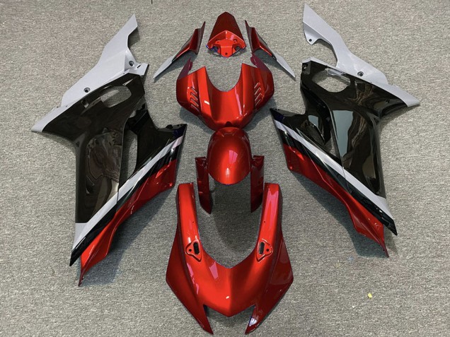 Billige Yamaha R6 Motorrad Verkleidung 2017-2023 - Grau Rot Glanzendes Schwarz