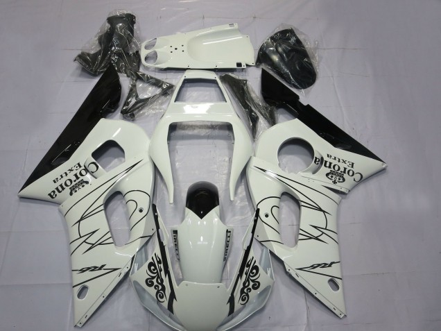Billige Yamaha R6 Motorrad Verkleidung 1998-2002 - Weiss Schwarz Corona Motul