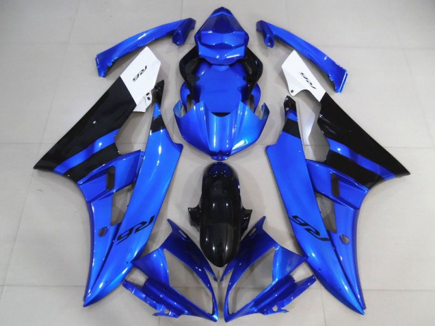 Billige Yamaha R6 Motorrad Verkleidung 2006-2007 - Weiss Blau Glanzendes Schwarz