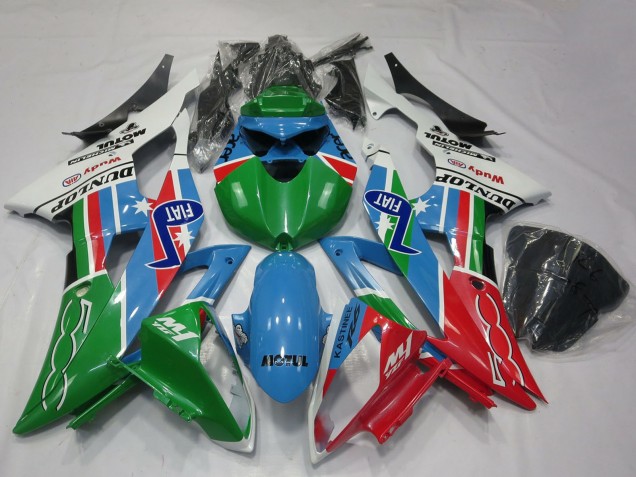 Billige Yamaha R6 Motorrad Verkleidung 2008-2016 - Weiss Hellblau Grun Rot Fiat Dunlop Michelin Motul