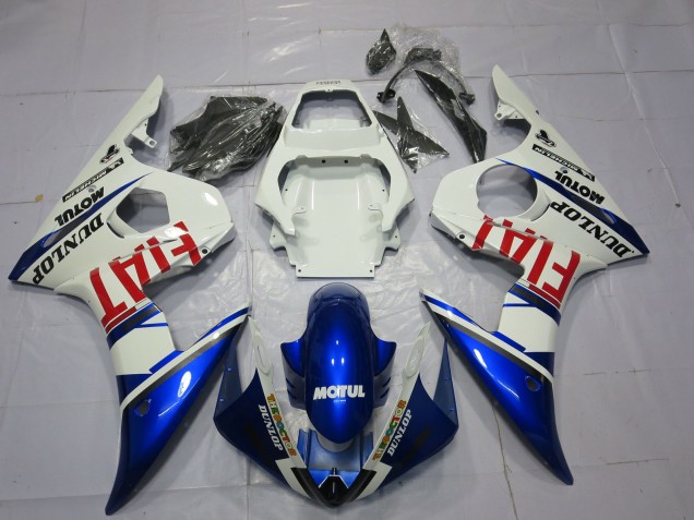 Billige Yamaha R6 Motorrad Verkleidung 2003-2004 - Weiss Blau Rot Fiat Motul Dunlop