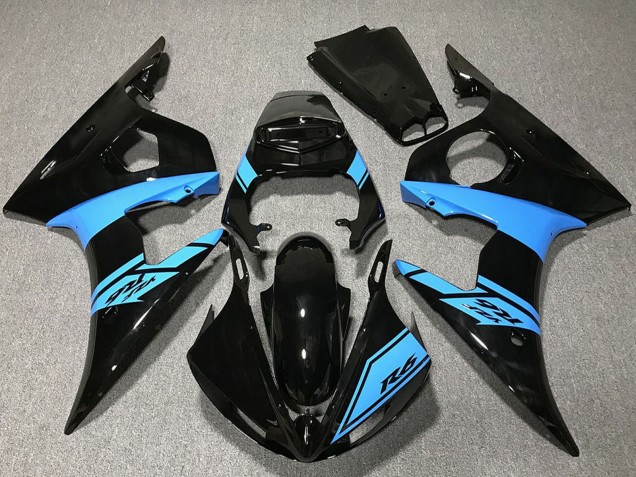 Billige Yamaha R6 Motorrad Verkleidung 2003-2004 - Glanzendes Schwarz Hellblau